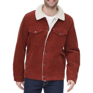 Levi's Herre Bomuldskorduroy Sherpa Trucker Jakke - rust, medium, dobbelt lynlås og trykknaplukning, elastiske manchetter