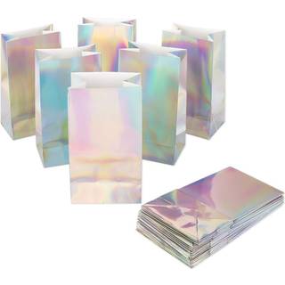 Andaz Press Iriscent Party Treat Bags 25 Pack Holographic Silver Foil Party Giftposer 4,5 x 8,5 tommer Fav?r Tasker Fest favoriserer gaver gaver