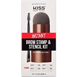 Kiss New York Professional Instant Brow Stamp og Stencil Kit Powder Stamp Eyebrow Shaping Kit (Medium Brown)
