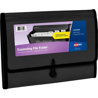 Avery Expanding File Folder Organizer 7-lommer harmonteringsfilarrang?r Black har 425 bogstav/A4-st?rrelse ark (73550)