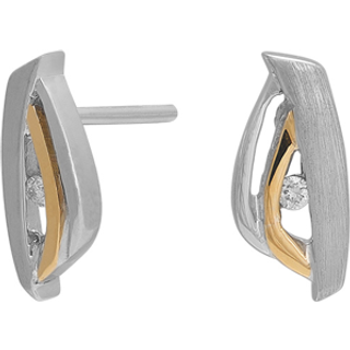 Siersbøl sølvørestikker mat/blank med diamant 0.04ct w/p 8k