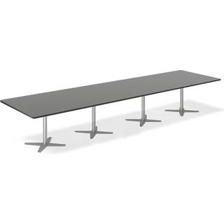 Konferencebord DNA, Antracit 4400x1200 mm rektangulært, Alugrå understel