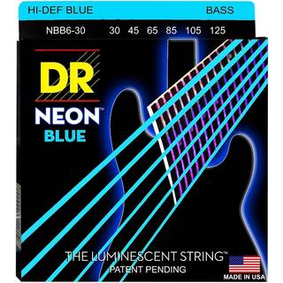 DR STRINGS NBB630 25-130 Medium Set Håndlavet Neon Hi-def Blue Coated 6-String Bass Strings