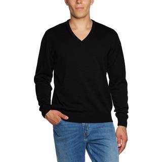 Maerz Herren V-Pullover schwarz unifarben