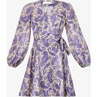 Zimmermann Paisley linen wrap minidress - purple - XXS