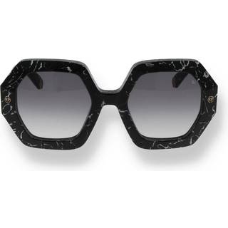 Philipp Plein Kvinde SPP039M PLEIN FIRST LADY HONG KONG 0869 Solbriller Acetat Sort Grå Geometrisk Normal Skygge