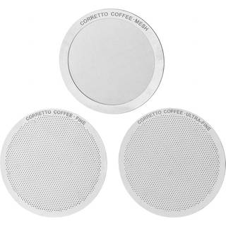 Corretto-sæt med 3 genanvendelige metalfiltre til brug i Aeropress-kaffemaskine inkluderer fin ultra-fine og mesh-filtre | Opgradering fra papirf