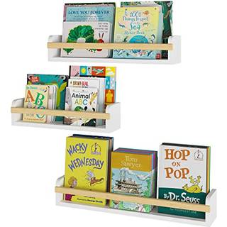 Wallniture Utah Wall Mount Nursery D? Cor Kids Bookhelf Floating Wall hylder Bog foto Display Varierende st?rrelser S?t med 3 hvide