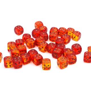 Chessex DICE SET - 12 mm Gemini: Gennemsigtig rød -gul/guld terningblok - Dungeons and Dragons D&D DND TTRPG DICE - Inkluder 36 terninger - D6