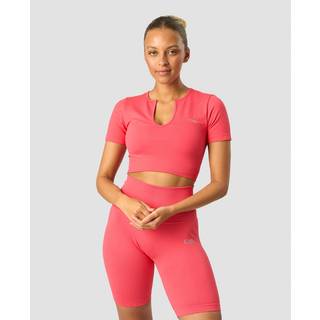 Ribbed Define Seamless Cropped T-shirt Coral Red