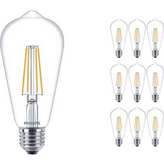 Fordelspakke 10x Philips Corepro LED Pære E27 Edison filament klar 7W 806lm - 827 ekstra varm hvid | erstatter 60W