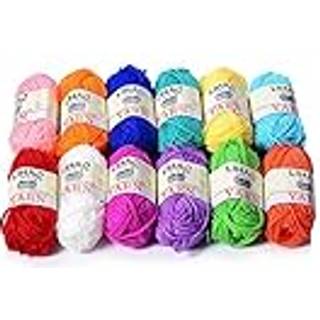 Lihao 12 Skeins Mini Yarn til strikning af h?klet h?ndv?rk - 100% akryl