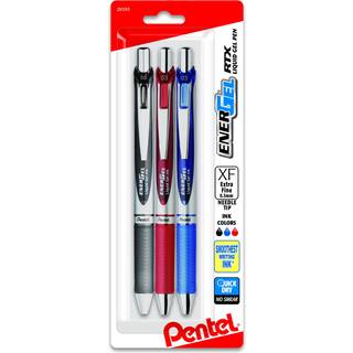 Pentel Energel RTX udtr?kkelig flydende gelpen (0,3 mm) N?lspids Ekstra fin linje Assorteret bl?k 3-PK (BN73BP3M)
