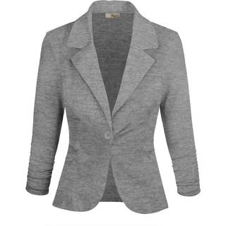 Kvinders lette afslappede arbejdskontor Stretch Ponte Cardigan Blazer Jacket JK1131 Heather Gray Lille