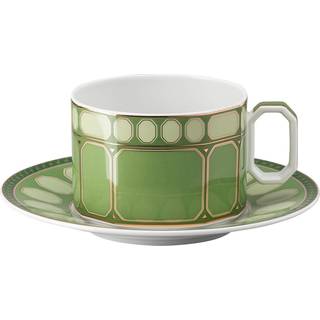 Signum Teetasse mit Untertasse, Porzellan, Grün
