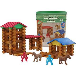 Lincoln Logs Centennial Edition Tin Amazon Exclusive-150 stykker Real Wood-Age 3 -best Retro Building Gift Set til drenge/piger-kreativ konstrukt