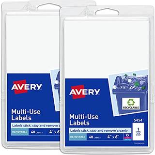 Avery aftagelige etiketter 4 """" x 6 """" Blank etiketter Laser/inkjet Printbare etiketter 40 Etiketter pr. Pakke 2 pakker 80 Samlede etiketter (545