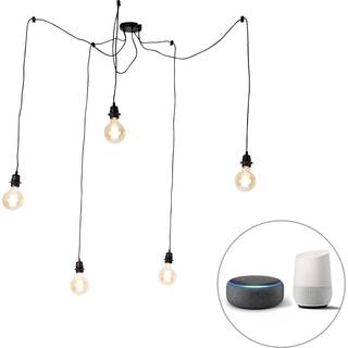 Smart pendellampe sort 5-lys inkl. Wifi G95 - Cava