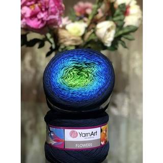 Garnkunst blomster garn 55% bomuld 45% akryl 250gr 1094yd flerfarvet bomuldsgarn regnbue h?klet garn for?r sommer 2 sport garn (300)