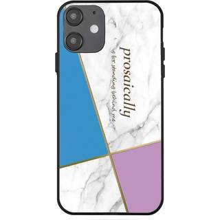iPhone 12 Mini Cover med Print - Geometri - Pink / Blå / Hvid Marmor
