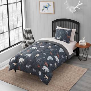 Kids Bedding Set Bed i en taske til drenge og piger småbørn trykte ark sæt og dyne Twin Safari