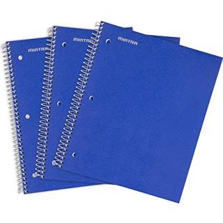 MINTRA OFFICE Holdbare spiral notebooks 1 Emne (Blue College regerede 3 pakke) 100 Sheets Poly Pocket Moisture Resistent Cover Strong Chipboard B