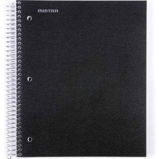 MINTRA OFFICE Holdbare spiral notebooks 5 Emne (sort bredt hersket 1PK) - 200 ark poly lommer fugtighedsbestandig dækningsskolekontorvirksomhed p