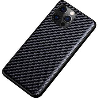 iPhone 14 Pro Max Hybrid Plastik Bagside Cover m. Karbon Design - Sort