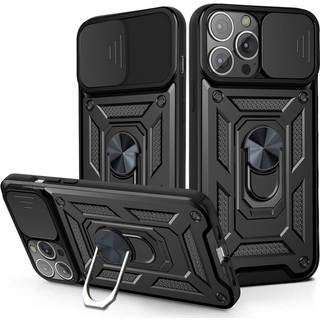 iPhone 13 Håndværker Bagside Cover m. Magnetisk Kickstand & Cam Slider - Sort