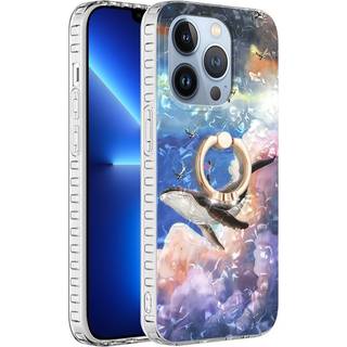 iPhone 14 Pro Fleksibel Plastik Cover m. Finger Ring - Hval