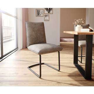 Freischwinger Lelio-Flex Mikrofaser Taupe Vintage Freischwinger rund Schwarz Taschenfederkern - Taupe, Schwarz