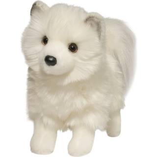 Douglas Phoebe Pomsky plysbamse: Sød hvid Pomsky-hund med gyldne øjne