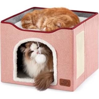 Sengesure katte senge til indend?rs katte - stor kattehule til k?ledyr kattehus med fluffy bold h?ngende og ridsepude sammenfoldelig katte Hideaw