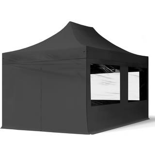 3x4,5m, stål, easy-up-pavillon, 4 sidedele, sort - (59359)