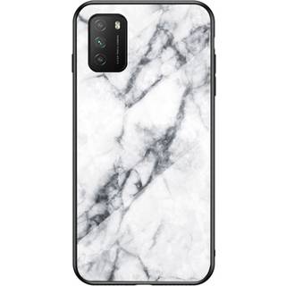 Xiaomi Poco M3 Cover m. Glasbagside - Hvid Marmor