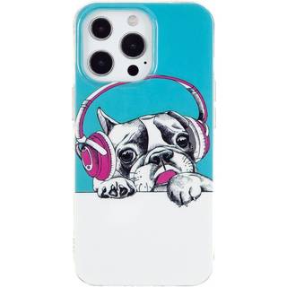 iPhone 14 Pro Fleksibel TPU Plastik Cover - Hund med Høretelefoner