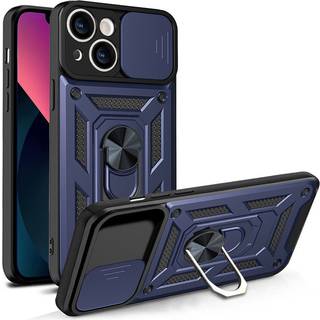 iPhone 13 Håndværker Bagside Cover m. Magnetisk Kickstand & Cam Slider - Blå