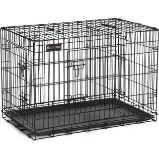 Feandrea hund bur, hundekasse med 2 døre, 92,5 x 57,5 x 64 cm, sort