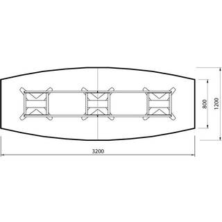 Konferencebord DNA, Lysgrå 3200x1200 mm bådformet, Alugrå understel