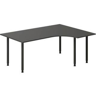 Office skrivebord højrevendt 180x120cm antracit med sort stel