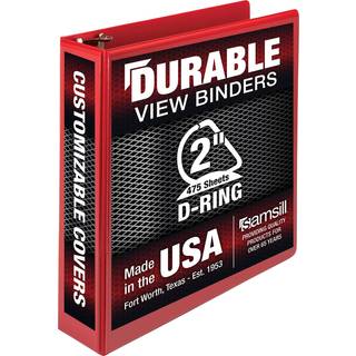 Samsill holdbar 2 tommer bindemiddel lavet i USA D Ring Binder, der kan tilpasses Clear View Cover Red Holder 475 sider