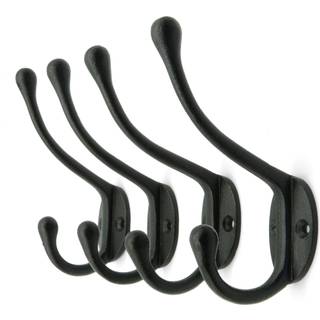 Craftsman Road Vintage Cast Iron Wall Hooks (sort tekstur finish s?t p? 4) - Rustik bondeg?rdsfrakke kroge | Fantastisk til frakker tasker h?ndkl