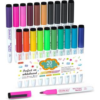 Shuttle Art Dry Erase Markers 20 Pack 17 farver tavle mark?rer bundtet med 3 ekstra sort fine tip t?r sletningsmark?rer til b?rn perfekt til skri