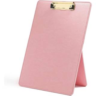Papirjunkie Pink stende udklipsholder PU-lder, foldbart stativ og dokumentholder til kontorbreve Juridiske dokumenter (9 x 13 tommer)