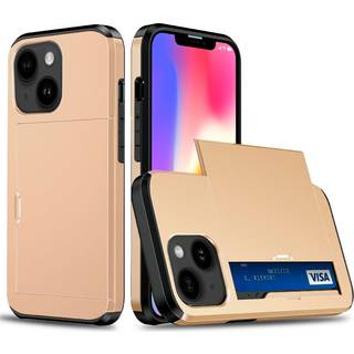 iPhone 13 Hybrid Håndværkercover m. Kortholder - Guld