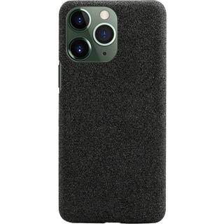 iPhone 14 Pro Stofbetrukket Plastik Bagside Cover - Sort