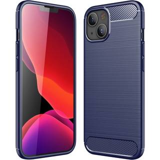 iPhone 13 Brushed Carbon Bagside Cover - Blå