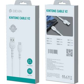 Devia USB - USB-C 1,0 m 2,1A -hvid
