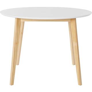 Rundt Spisebord 105 cm 4 pladser i Hvid MDF Fyrrestel Natur