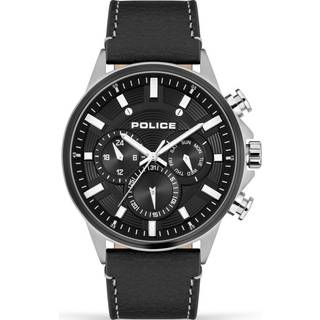 Police Kismet Multi Function Black Leather Strap Watch - W44110